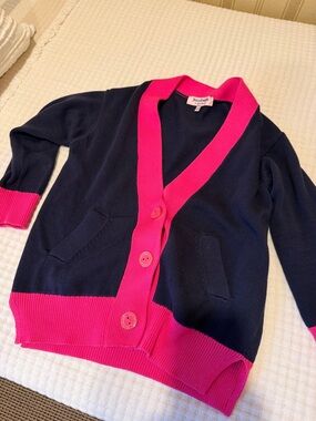 Juicy Couture Navy Cardigan with Bright Pink Trim